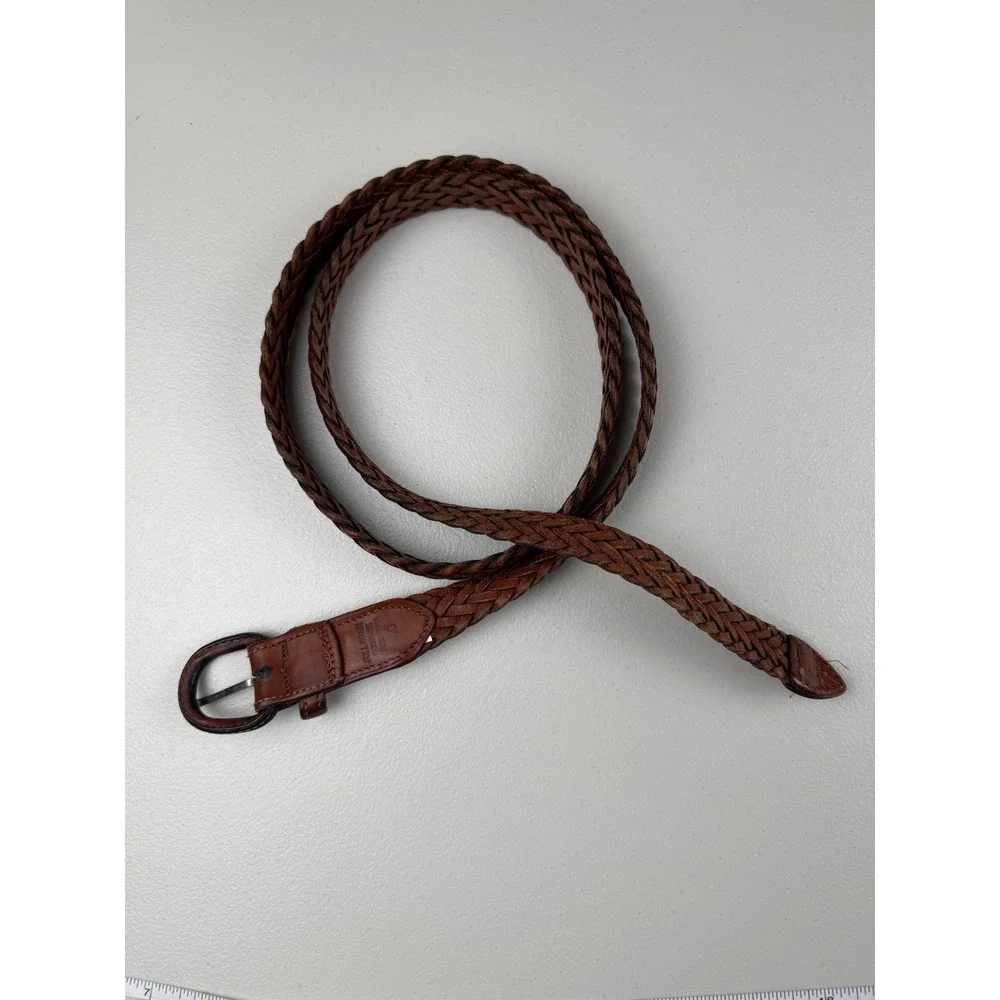 Vintage Brown Braided Leather Belt Size 40 Full Grain Cowhide Argentina